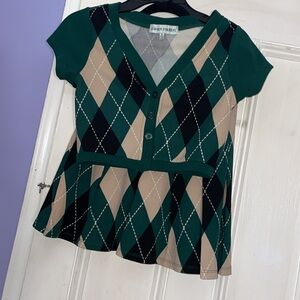 Almost Famous Emerald and Ivory Top and skirt bottom